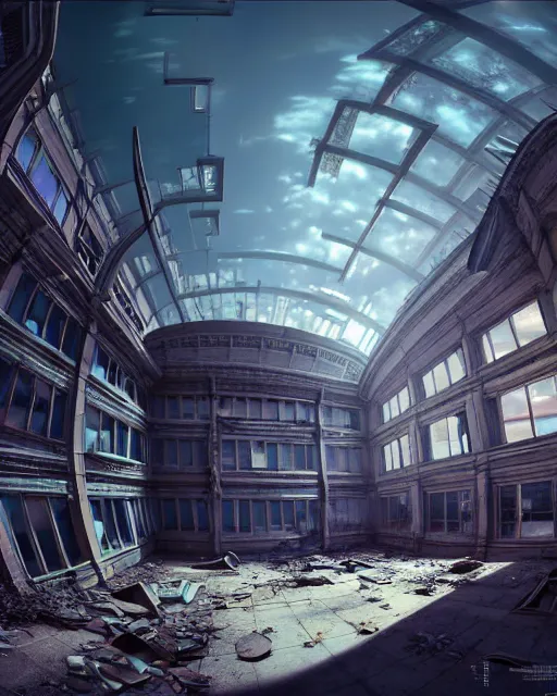 Image similar to a beautiful very detailed render of abandoned salt lake city, city industrial architecture building by zaha hadid, azeroth fisheye morning sun studio ghibli cyberpunk, archdaily, wallpaper, highly detailed, trending on artstation.