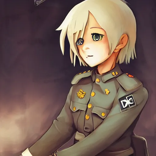 Image similar to beautiful little blonde boy in nazi uniform. made in abyss art style, inspired by kris from deltarrune, cute detailed artwork, anatomically correct, soft details, ilya kuvshinov, reflection, perfect composition, portrait, illumination, digital art, detailed anime soft face, symmetrical face, western comic, illustration, realistic, nazism