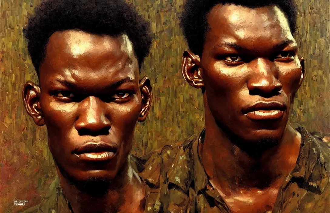 Image similar to portrait of israel adesanya!!!!!!!!!!!!!!!!!!!!!!!!!!!, detailed face, detailed painting, epic lighting, by ilya repin, phil hale and kent williams