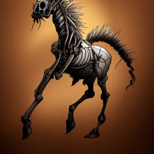 Prompt: a ghost skeleton horse by Larry Elmore, digital art, trending on ArtStation