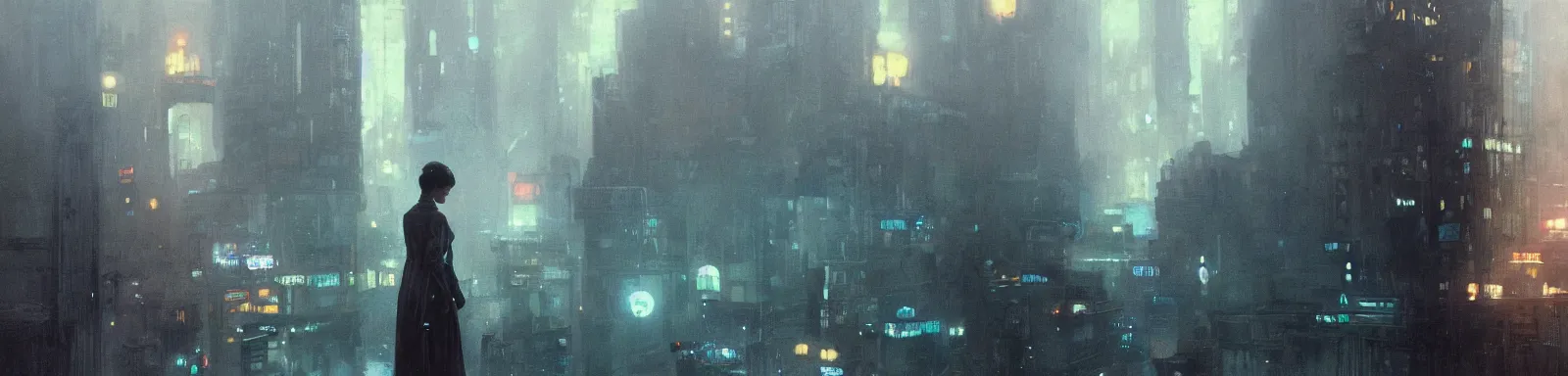 Image similar to 2 0 1 8 blade runner movie still girl look at the cityscape from roof perfect face fine realistic face pretty face neon puffy jacket blue futuristic sci - fi elegant by denis villeneuve tom anders zorn hans dragan bibin thoma greg rutkowski ismail inceoglu illustrated sand storm alphonse mucha