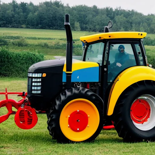 Prompt: a photo of an electric guitar driving a tractor - n 9