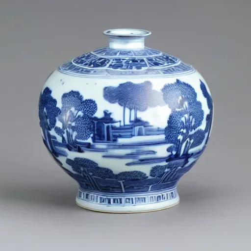 Image similar to photograph of kangxi blue and white porcelain