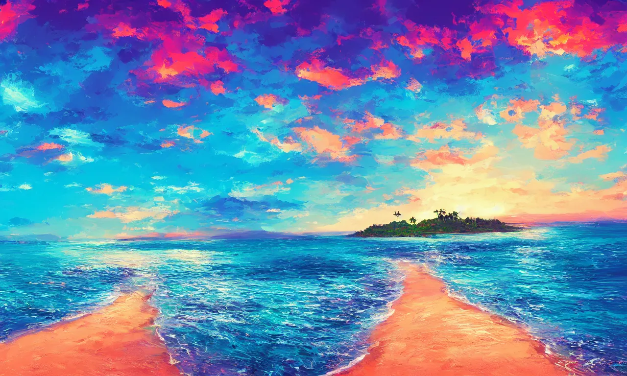 Image similar to paradise beach by alena aenami artworks in 4 k