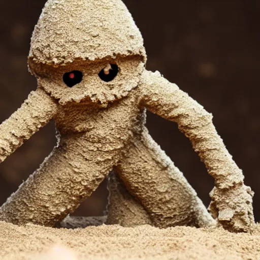 Prompt: sand golem rises out of a sandpit