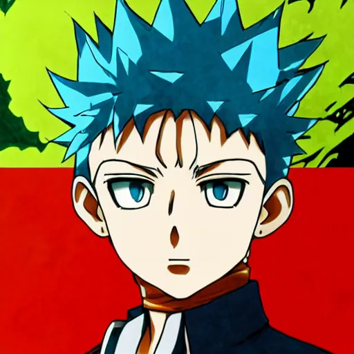 Image similar to a portrait of killua from hunter x hunter, soviet art, anime, revolution, red, digital art