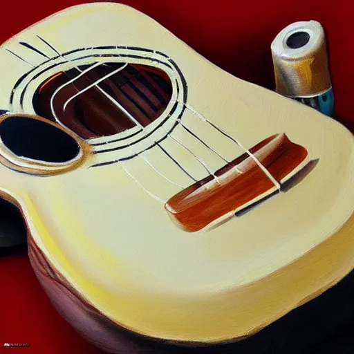 Prompt: highly detailed painting of an ukulele, digital painting, artstation, realistic