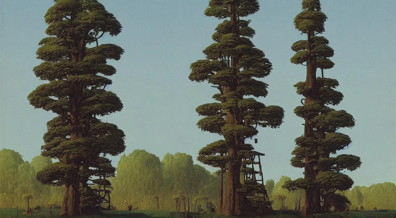 Prompt: single flooded simple thick wooden tree tower!, very coherent and colorful high contrast!! masterpiece by rene magritte simon stalenhag carl spitzweg syd mead norman rockwell edward hopper james gilleard, minimalist, dark shadows, sunny day, hard lighting