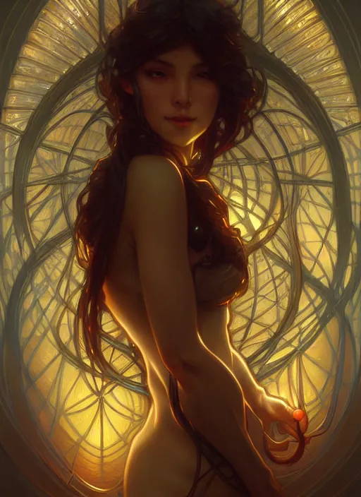 Image similar to water, glowing lights!! intricate elegant, highly detailed, digital painting, artstation, concept art, smooth, sharp focus, illustration, art by ( ( ( artgerm ) ) ) and greg rutkowski! and ( ( alphonse mucha ) )