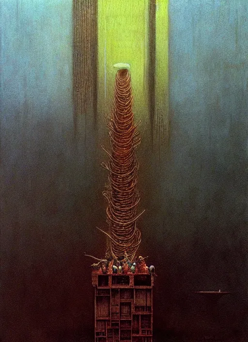 Image similar to beksinski, bladerunner, hyperrealism, intricate detailed