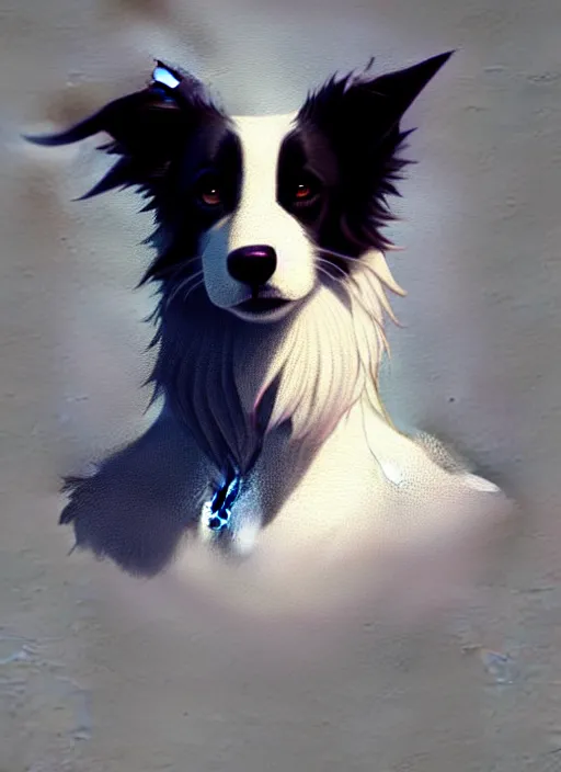 Prompt: close up beautiful full body portrait of a cute male anthropomorphic anthro border collie fursona wearing a tank top, character design by charlie bowater, henry asencio, and ross tran, furry art, furaffinity, beautiful, glamor pose, detailed, aesthetic, trending on artstation