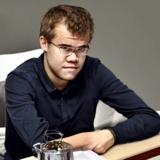 Prompt: magnus carlsen when he will be 8 0 years old, long beard, wrinkles