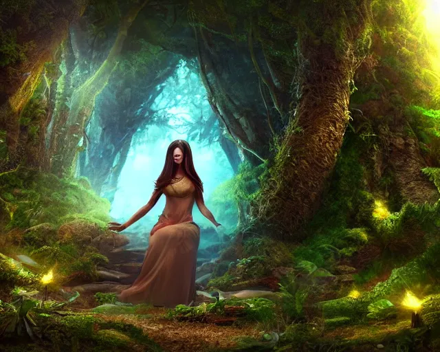 Prompt: Beautiful woman, mother nature, Gaia, godess, nature, fantasy themed, dramatic lighting, forest temple, very detailed, 8k