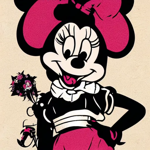 Image similar to portrait skull girl minnie mouse by petros afshar, tom whalen, laurie greasley, jc leyendecker and singer sargent