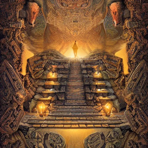 Prompt: digital painting of paramonga incan fortress, by filipe pagliuso and justin gerard, symmetric, fantasy, highly detailed, realistic, intricate, portrait, sharp focus, tarot card