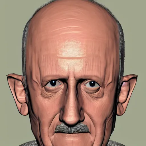 Image similar to mike ehrmantraut, style of multiversus, 3d stylized, portrait