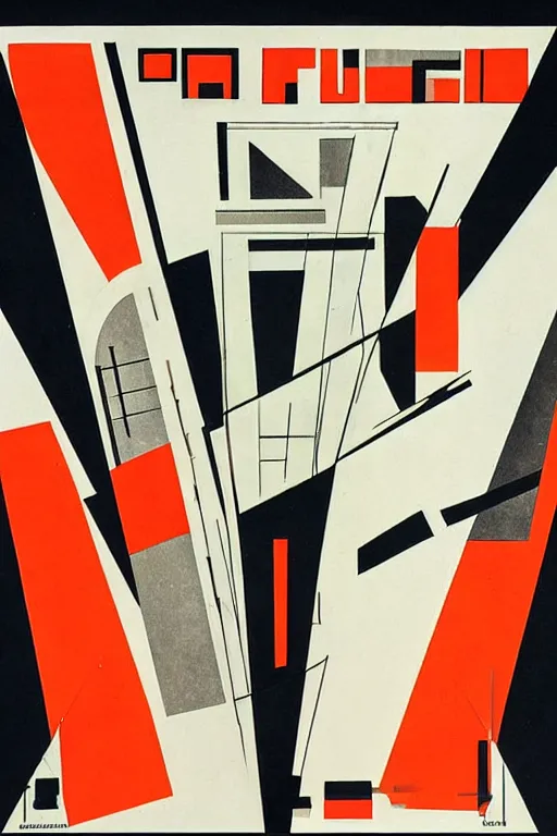 Prompt: back to the future, poster art by el lissitzky, bauhaus, constructivism, poster art, concert poster