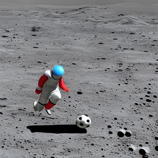 Image similar to a soccer match on the moon