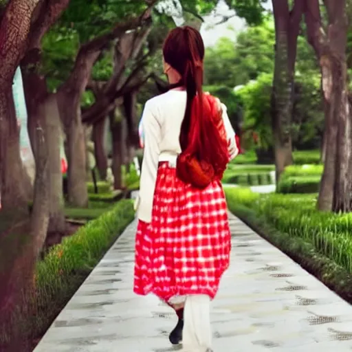 Prompt: anime girl walking in noida