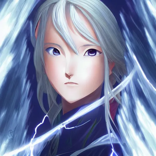 Image similar to portrait of the lightning of gods, anime fantasy illustration by tomoyuki yamasaki, kyoto studio, madhouse, ufotable, trending on artstation