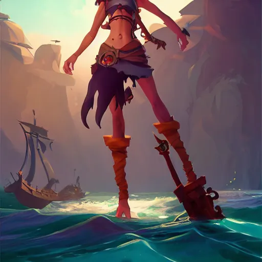 Image similar to jack the pirate mermaid on sea of thieves game avatar hero, behance hd by jesper ejsing, by rhads, makoto shinkai and lois van baarle, ilya kuvshinov, rossdraws global illumination