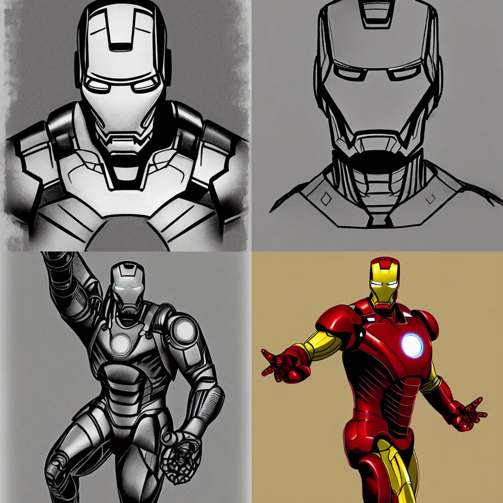 Prompt: iron man, sketch