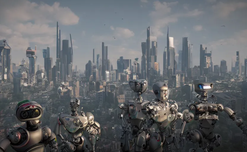 Image similar to the day robots took over the world, 4k, unreal engine