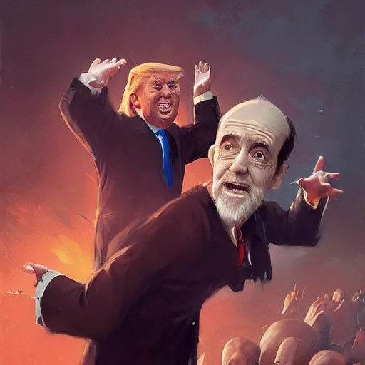 Image similar to george carlin slapping trump, greg rutkowski