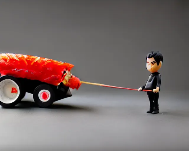 Image similar to A sushi tractor, sharp focus, toy photography by Artgerm and Greg Rutkowski and WLOP