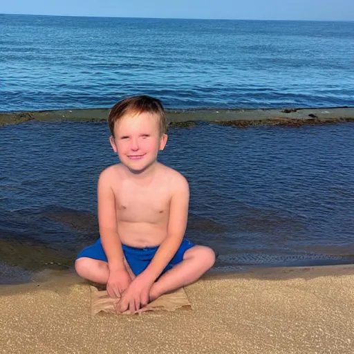 Image similar to a photo of kellen sitting in the beach.