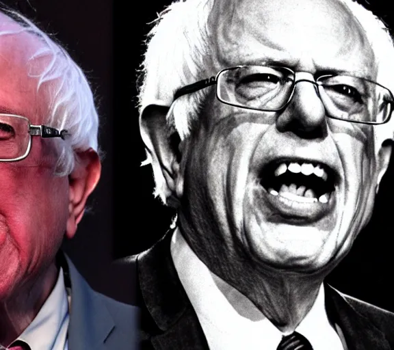 Image similar to bernie sanders face made of the jolly green giant, closeup detailed