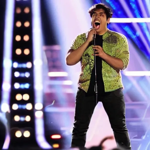 Prompt: sebastian pinera sing on american idol