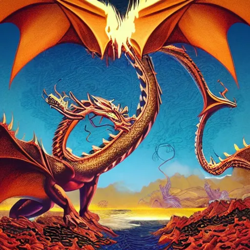 Prompt: dragon album art, cover art, poster