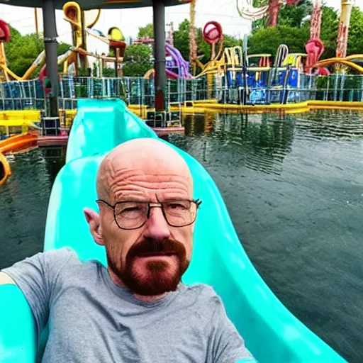 Image similar to Walter White selfie on water Park ride amusement Park