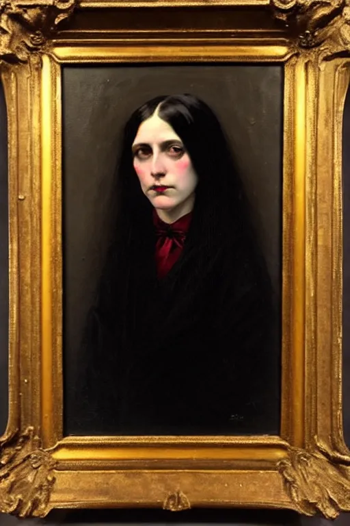 Image similar to ( ( ( ( ( ( ( ( ( ( ( victorian genre painting vampire portrait ) ) ) ) ) ) ) ) ) ) ) painted by solomon joseph solomon and richard schmid and jeremy lipking!!!!!!!!!!!!!!!!!!!!!!!!!!!!