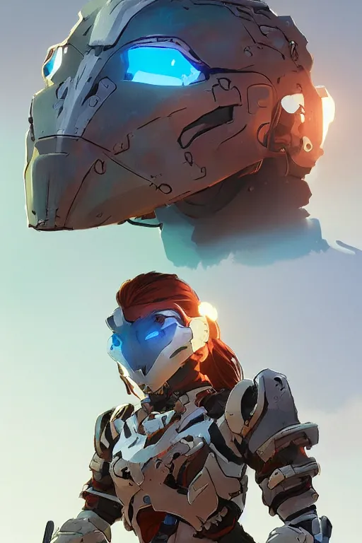 Image similar to combination suit armor aloy horizon forbidden west horizon zero dawn robot ninja mask helmet backpack tribal, art gta 5 comics, official fanart behance hd artstation by jesper ejsing, by rhads, makoto shinkai and lois van baarle, ilya kuvshinov, ossdraws radiating a glowing aura cgi rtx 2 0 2 2