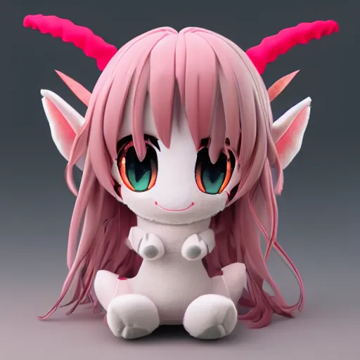 Prompt: cute fumo plush of a wyrm, horns, anime girl, bokeh, vray