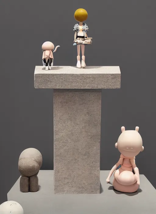 Prompt: a surreal contemporary ceramic sculpture on a plinth, by victo ngai, by hikari shimoda, by tracie grimwood, in the style of nier automata and astroneer, plain background