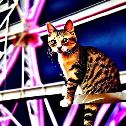 Image similar to !!!! cat!!!!, ( ferris wheel ), feline, award winning photo