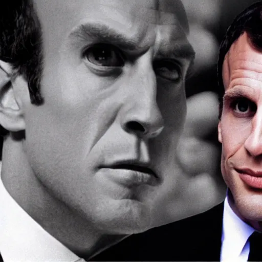 Prompt: gorilla face of Emmanuel Macron in American Psycho (1999)