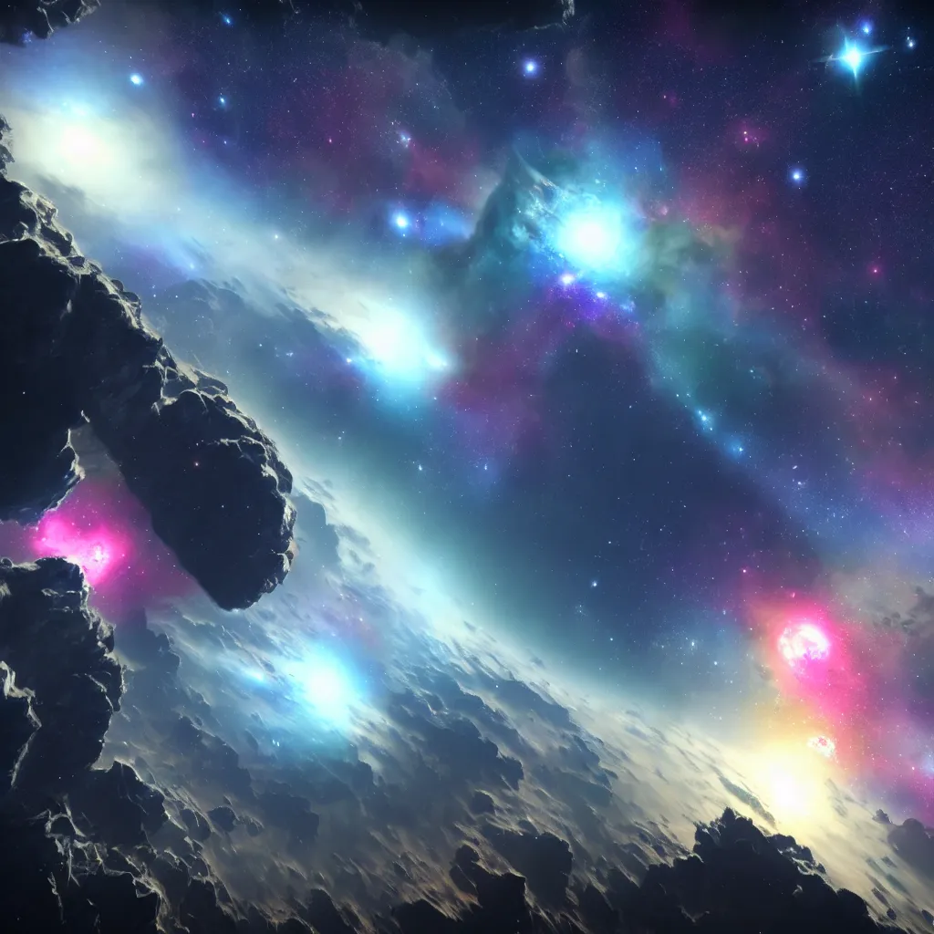 Image similar to a majestic dream without gravity, photorealistic, nebula galaxies, unreal engine,
