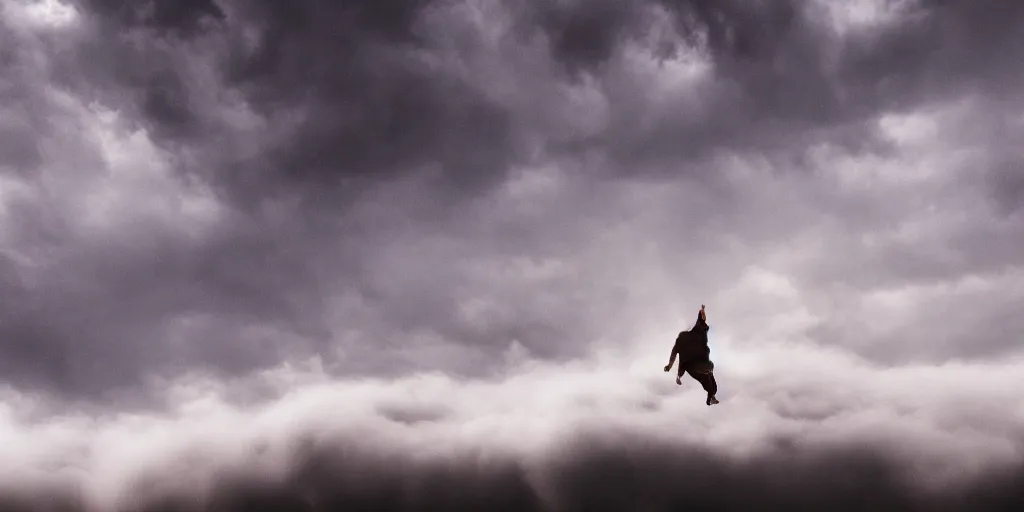 A Person Falling Through The Clouds Cinematic Stable Diffusion 