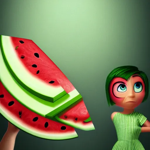 Image similar to inside out watermelon, matte painting trending on artstation