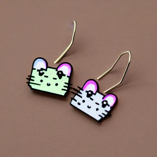 Prompt: 2d lasercut Nyan Cat earrings