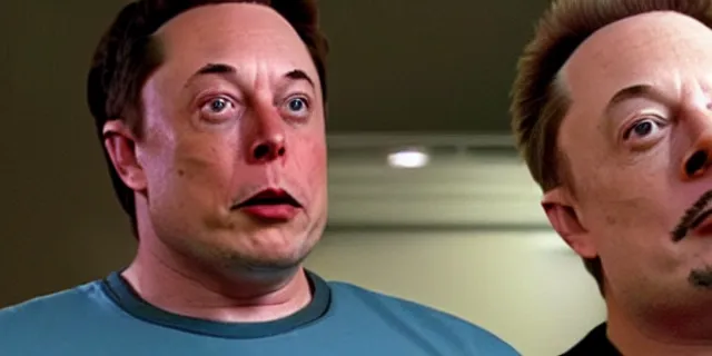 Prompt: scene with bald elon musk in a tracksuit in trailer park boys