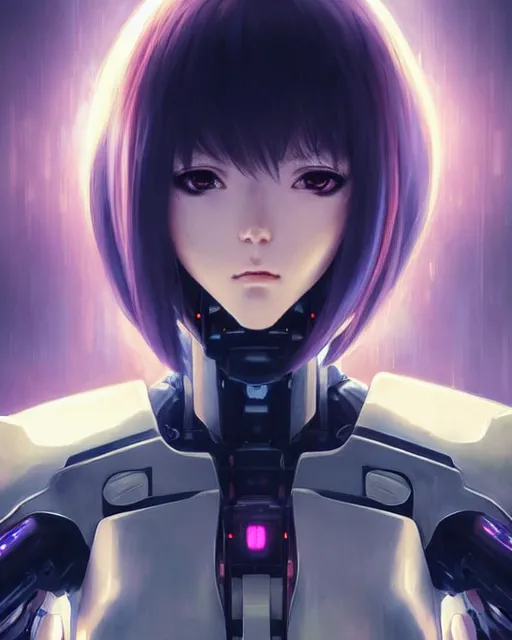 Image similar to portrait Anime Girl in mecha armor in night tokyo Sharp fine face pretty face, realistic shaded Perfect face, fine details. Anime. cyberpunk realistic shaded lighting by katsuhiro otomo ghost-in-the-shell, magali villeneuve, artgerm, rutkowski Jeremy Lipkin and Giuseppe Dangelico Pino and Michael Garmash and Rob Rey