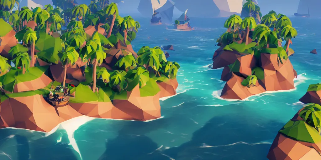 Image similar to low poly sea of thieves