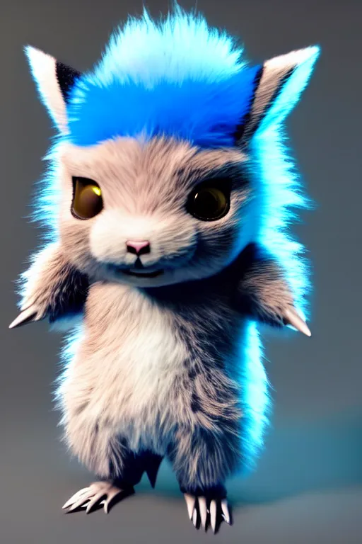 Image similar to high quality 3 d render cyberpunk very cute fluffy! wombat cyborg, mechanical paw, highly detailed, unreal engine smooth, in the style of detective pikachu, hannah yata charlie immer, cinematic neon blue light, low angle, uhd 8 k, sharp focus