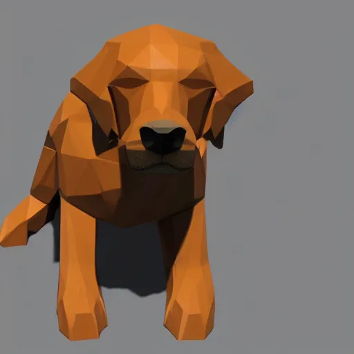 Image similar to a dog, low quality, 3 d render, low poly, sad