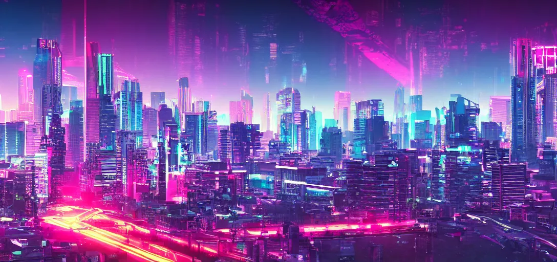 Image similar to synthwave, cityscape, realistic, 8k, high detail, 10 bit colour, hdr